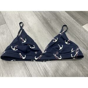 J Crew Navy Bikini Halter Bathing Suit Swim Size Top M Anchor
